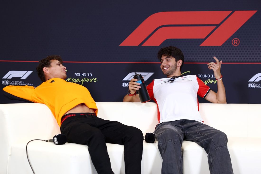 Lando Norris, McLaren, Esteban Ocon, Haas F1 Team