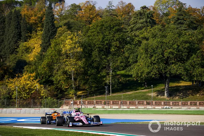 Lance Stroll, Racing Point RP20, Lando Norris, McLaren MCL35