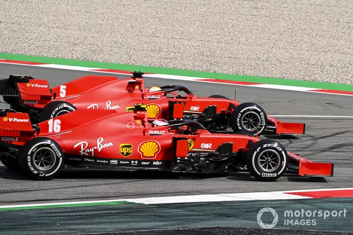 Sebastian Vettel, Ferrari SF1000, y Charles Leclerc, Ferrari SF1000