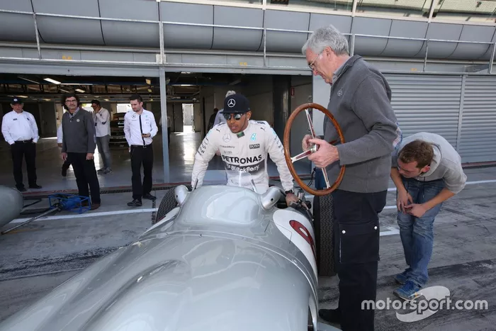 Lewis Hamilton y Sir Stirling Moss en Monza