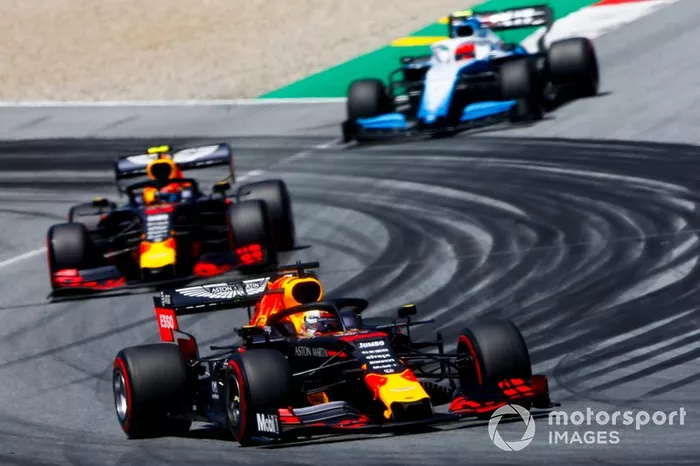 Max Verstappen, Red Bull Racing RB15, Pierre Gasly, Red Bull Racing RB15 y Robert Kubica, Williams FW42