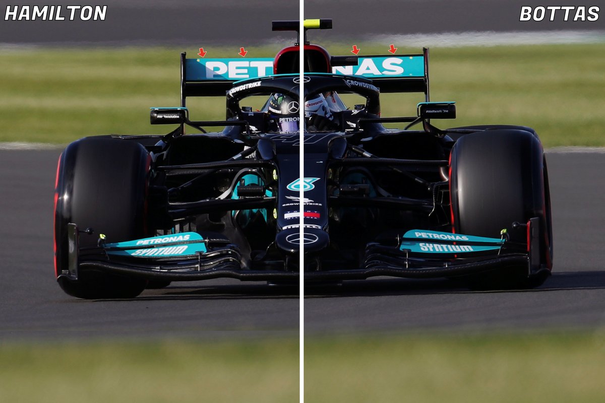 Mercedes W12 rear wing comparison 