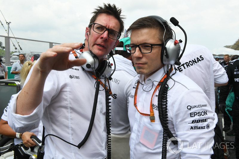 (L to R): Andy Shovlin, Mercedes AMG F1 Chief Engineer and Peter Bonnington, Mercedes AMG F1 Race Engineer