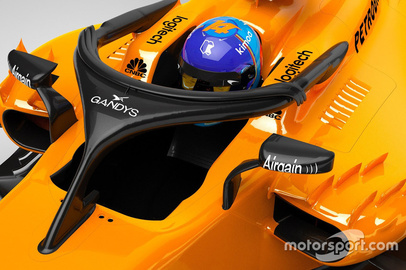 El Halo del McLaren MCL33 con el logo de Gandys