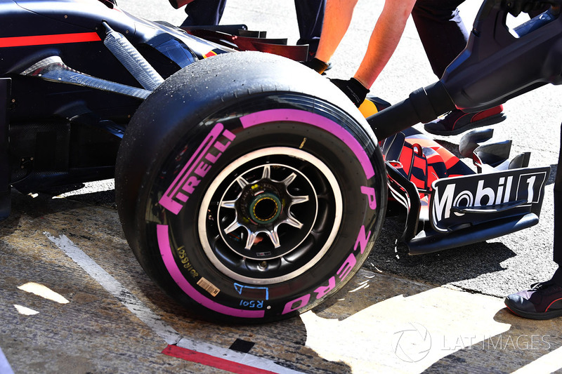 Red Bull Racing RB14 front wheel and Pirelli tyre