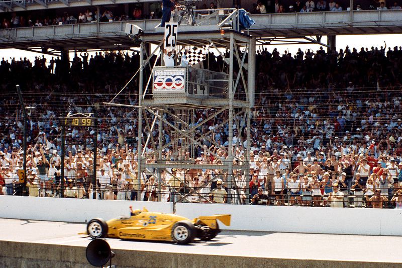 Checkered flag for Al Unser