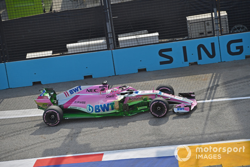Sergio Perez, Racing Point Force India VJM11 avec de la peinture aérodynamique