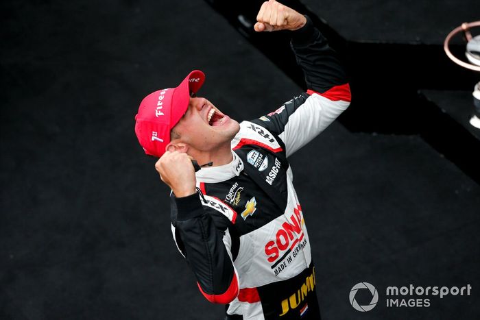 Ganador Rinus VeeKay, Ed Carpenter Racing Chevrolet celebra