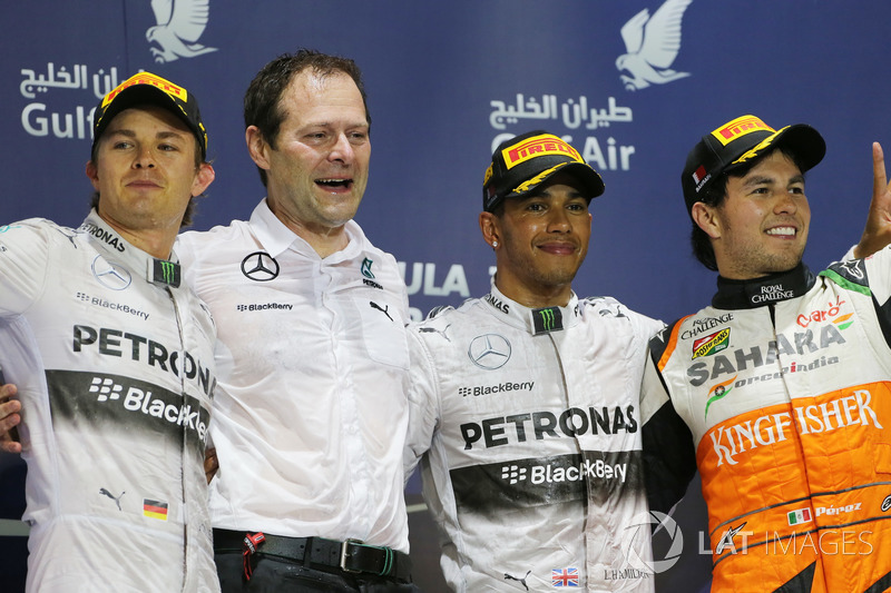 Podyum: Nico Rosberg, Mercedes AMG F1, Aldo Costa, Mercedes AMG F1, Race winner Lewis Hamilton, Merc