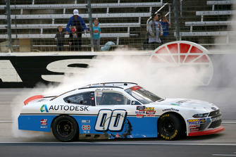 Cole Custer, Stewart-Haas Racing, Ford Mustang Autodesk celebrates his win with a burnout