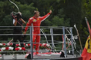 Second place Kimi Raikkonen, Ferrari on the podium 