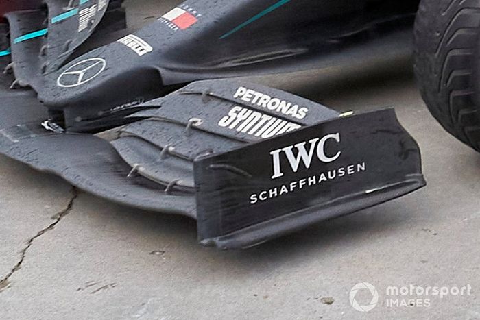 Detalle del alerón delantero del Mercedes F1 W11
