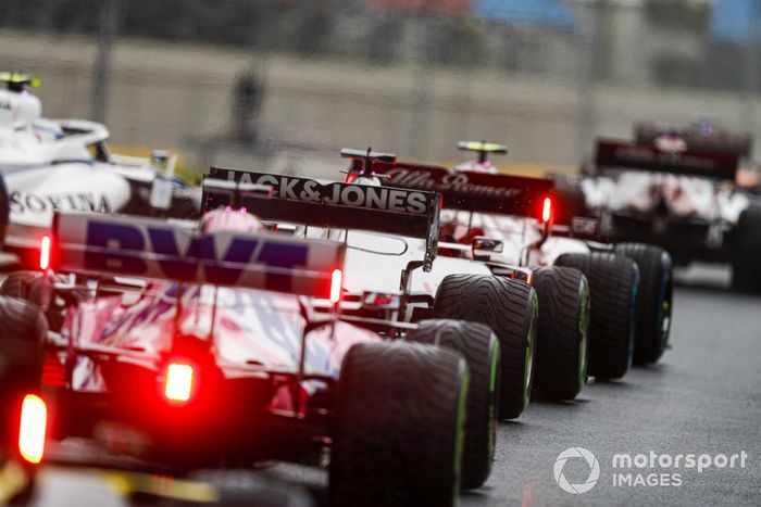 Romain Grosjean, Haas VF-20, Sergio Pérez, Racing Point RP20