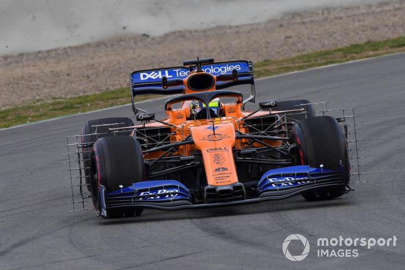 Lando Norris, McLaren MCL34 con sensori aerodinamici