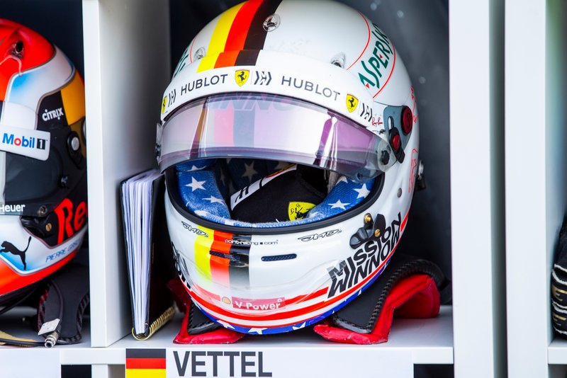 The helmet of Sebastian Vettel