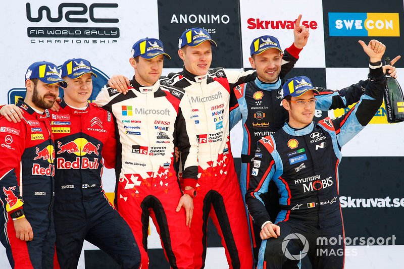 I vincitori Ott Tänak, Martin Järveoja, Toyota Gazoo Racing WRT, al secondo posto Esapekka Lappi, Janne Ferm, Citroën World Rally Team, al terzo posto Thierry Neuville, Nicolas Gilsoul, Hyundai Motorsport