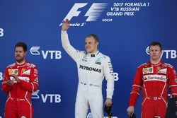 Race winner Second place Valtteri Bottas, Mercedes AMG F1 Sebastian Vettel, Ferrari, Third place Kimi Raikkonen, Ferrari