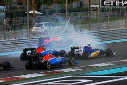 Max Verstappen, Red Bull Racing spins on the opening lap