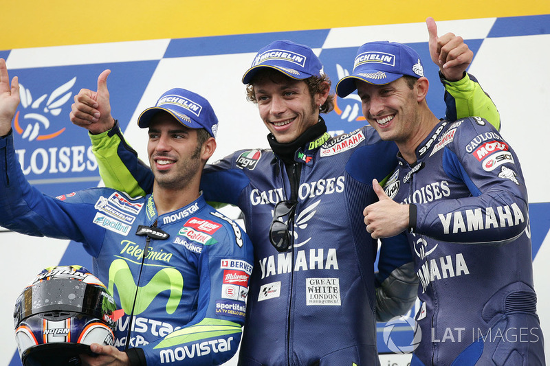 2005: 1. Valentino Rossi, 2. Marco Melandri, 3. Colin Edwards