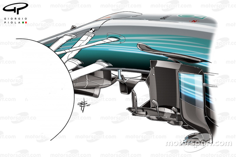 Mercedes W08 new turning vane, Monaco GP