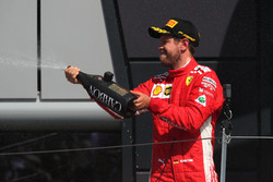 Sebastian Vettel, Ferrari celebrates on the podium