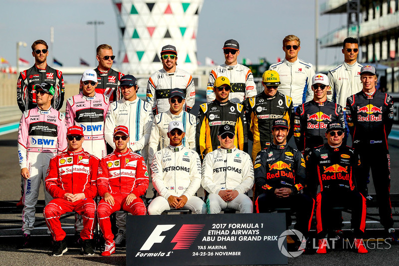 Foto de los pilotos que acabaron la temporada 2017 de F1