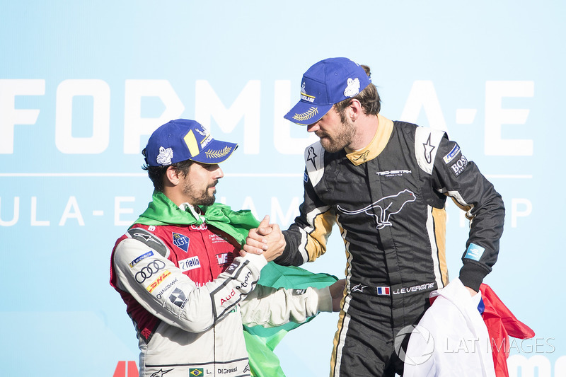 Lucas di Grassi, Audi Sport ABT Schaeffler, Jean-Eric Vergne, Techeetah, festeggia sul podio