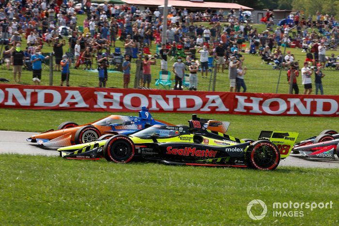 Inicio Santino Ferrucci, Dale Coyne Racing with Vasser Sullivan Honda, Scott Dixon, Chip Ganassi Racing Honda, chocan