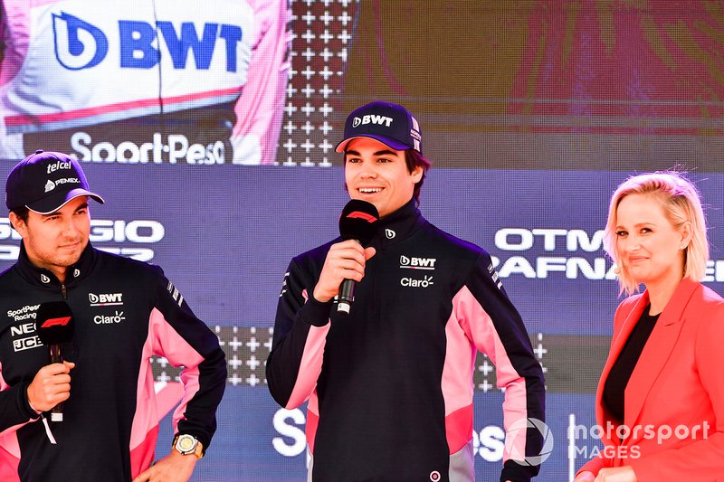 Sergio Perez, Racing Point e Lance Stroll, Racing Point, all'evento a Federation Square