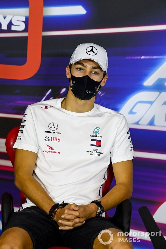 George Russell, Mercedes-AMG F1 en la conferencia de prensa