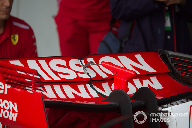 Rear wing of Ferrari SF71H with new Ferrari livery