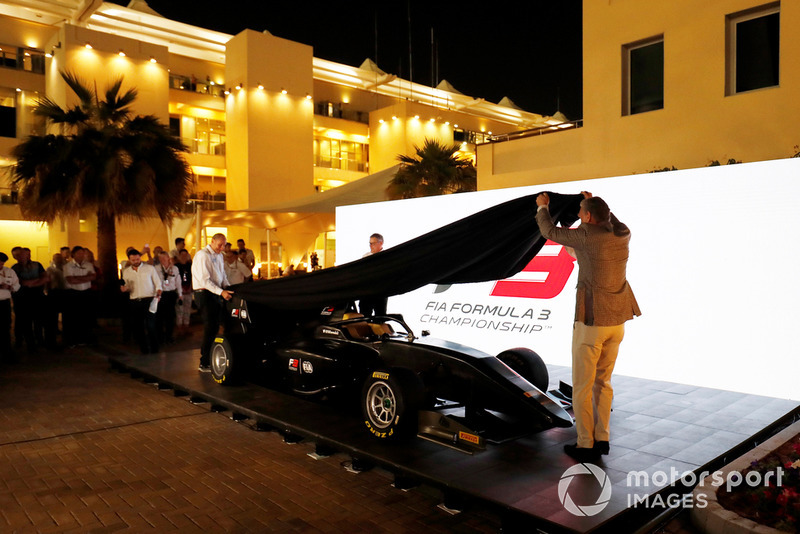 The new for 2019 FIA F3 car is launched in the F1 paddock