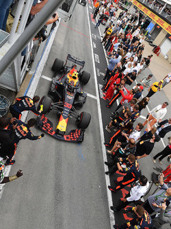 Max Verstappen, Red Bull Racing RB14 arrives in parc ferme