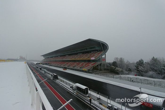 Nieve en el Circuit de Barcelona Catalunya