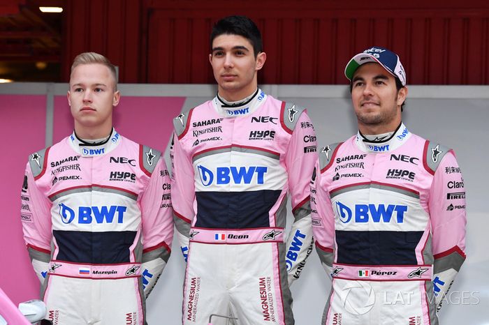 Nikita Mazepin, Sahara Force India F1, Esteban Ocon, Sahara Force India F1 y Sergio Pérez, Sahara Force India