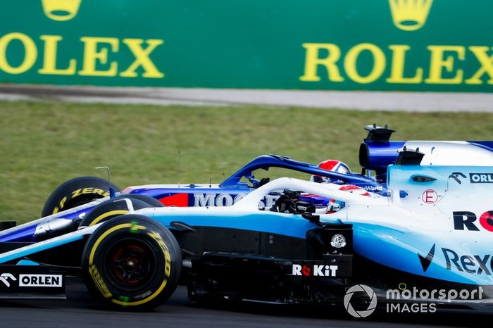 George Russell, Williams Racing FW42, batalla con Daniil Kvyat, Toro Rosso STR14