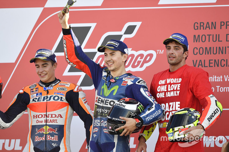 Podium : 1er Jorge Lorenzo, 2e Marc Márquez, 3e Andrea Iannone