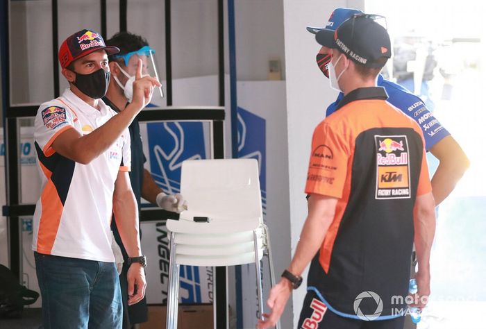 Marc Márquez, Repsol Honda Team, Pol Espargaró, Red Bull KTM Factory Racing en la conferencia de prensa