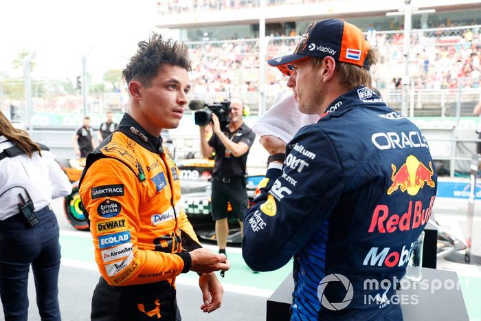 Max Verstappen, Red Bull Racing, poleman Lando Norris, McLaren F1 Team, charla tras la clasificación