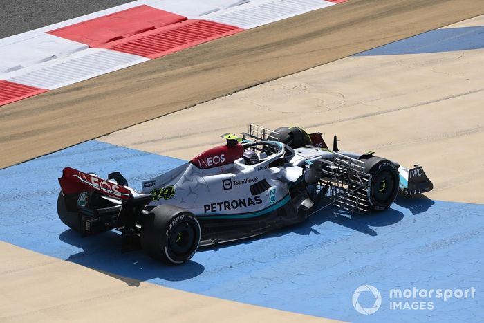 Lewis Hamilton, Mercedes W13, con sensores aerodinámicos