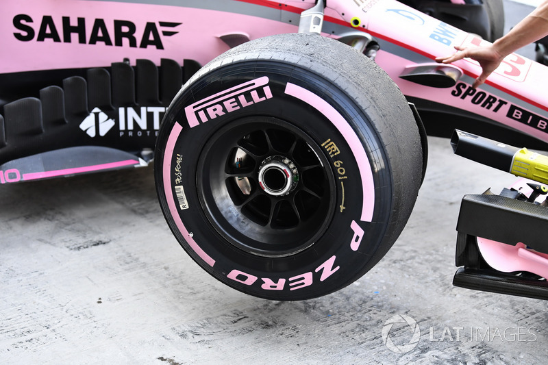 Hypersoft 2018 Pirelli tyre detail of Nikita Mazepin, Sahara Force India VJM10