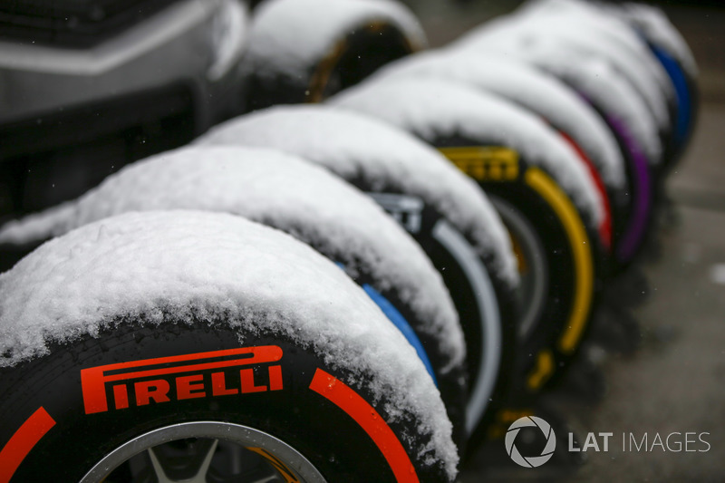 Pneus Pirelli cobertos de neve