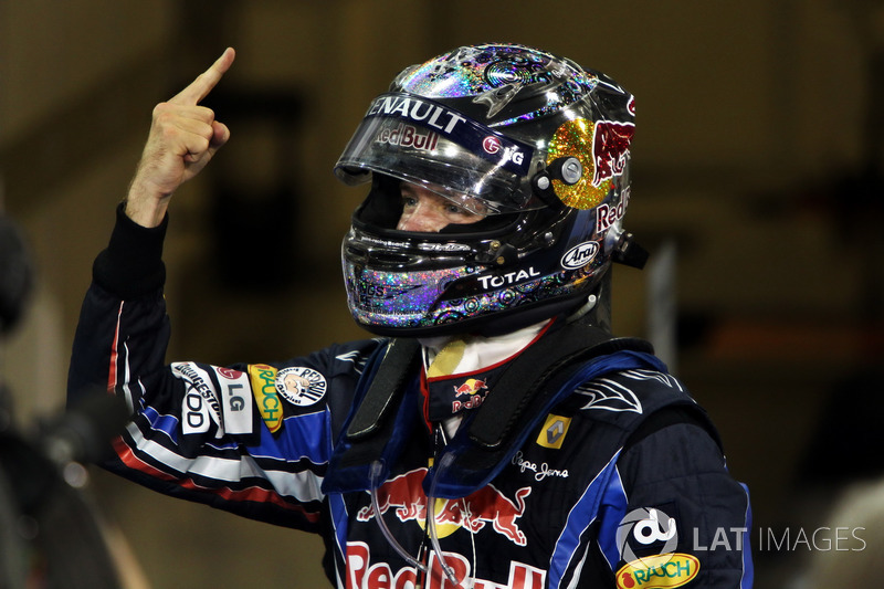 El ganador de la carrera y Campeón del Mundo Sebastian Vettel, Red Bull Racing