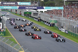 Lewis Hamilton, Mercedes-AMG F1 W09 leads at the start of the race