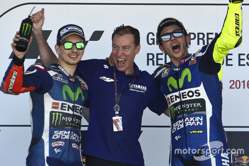 Podium: winner Valentino Rossi, Yamaha Factory Racing, second place Jorge Lorenzo, Yamaha Factory Ra