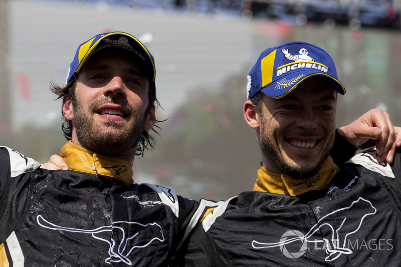 Jean-Eric Vergne, Techeetah, with Andre Lotterer, Techeetah on the podium