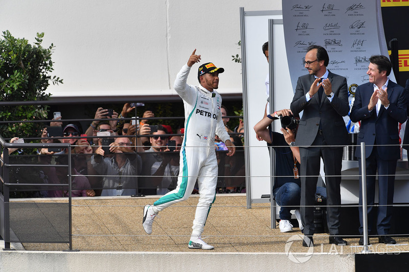 Lewis Hamilton, Mercedes-AMG F1 celebrates on the podium