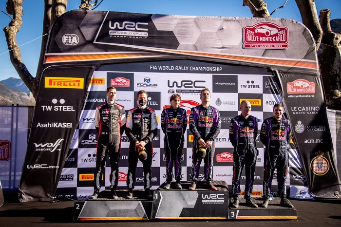 Podio: Ganadores Sébastien Loeb, Isabelle Galmiche, M-Sport Ford World Rally Team Ford Puma Rally1. Segundo lugar: Sébastien Ogier, Benjamin Veillas, Toyota Gazoo Racing WRT Toyota GR Yaris Rally1. Tercer lugar: Craig Breen, Paul Nagle, M-Sport Ford World Rally Team Ford Puma Rally1