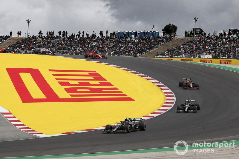 Lewis Hamilton, Mercedes F1 W11, Valtteri Bottas, Mercedes F1 W11, Max Verstappen, Red Bull Racing RB16, Charles Leclerc, Ferrari SF1000, Sergio Perez, Racing Point RP20, Alex Albon, Red Bull Racing RB16