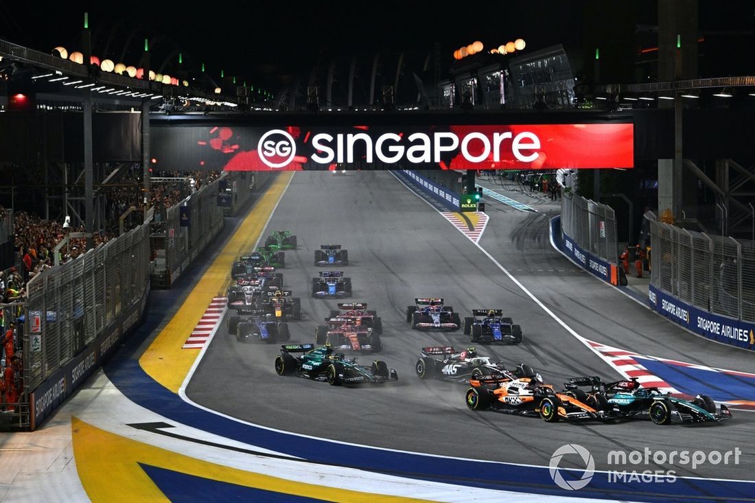 George Russell, Mercedes F1 W15, Oscar Piastri, McLaren MCL38, Nico Hulkenberg, Haas VF-24 